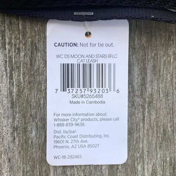 NWT New Whisker City Pet Cat/Kitten Leash Black/Silver Stars & Moon Reflective - Picture 4 of 4